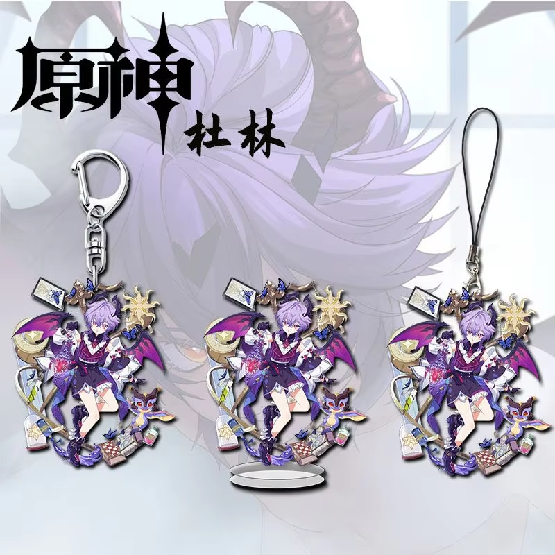 Phone Accessories Keychain - デュリンテーマ原神インパクトコスプレアクリルフィギュアデスクトップオーナメントスタンドモデル電話チェーンゲームキーホルダーペンダント装飾