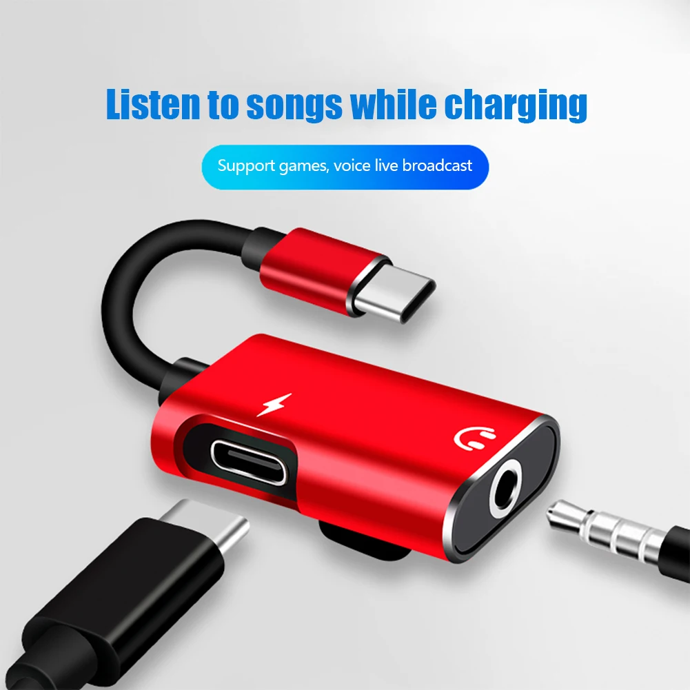 Earphone Splitter Jack - Type C - 3.5mmジャックアダプター（Xiaomi、Huawei用）アナログ信号電話オーディオスプリッター、ヘッドホン充電器、USB-C、iPhone、Samsungには対応していません。