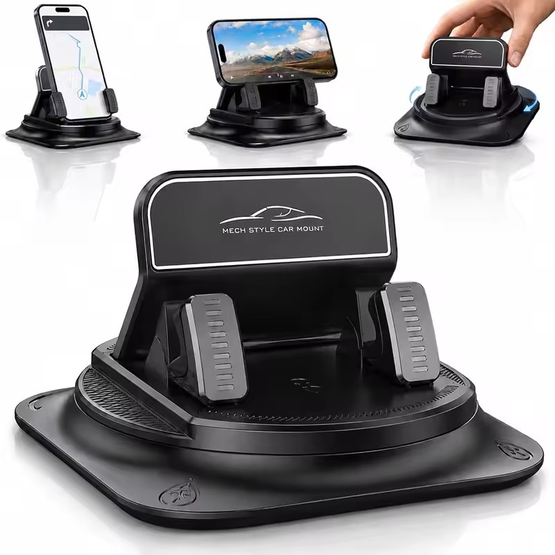Car Mount Phone - 360 ° 度角調整可能な車載携帯電話ホルダー、滑り止めシリコン製ダッシュボード電話ホルダー、自由回転式ユニバーサルヘッドアップナビゲーションホルダー