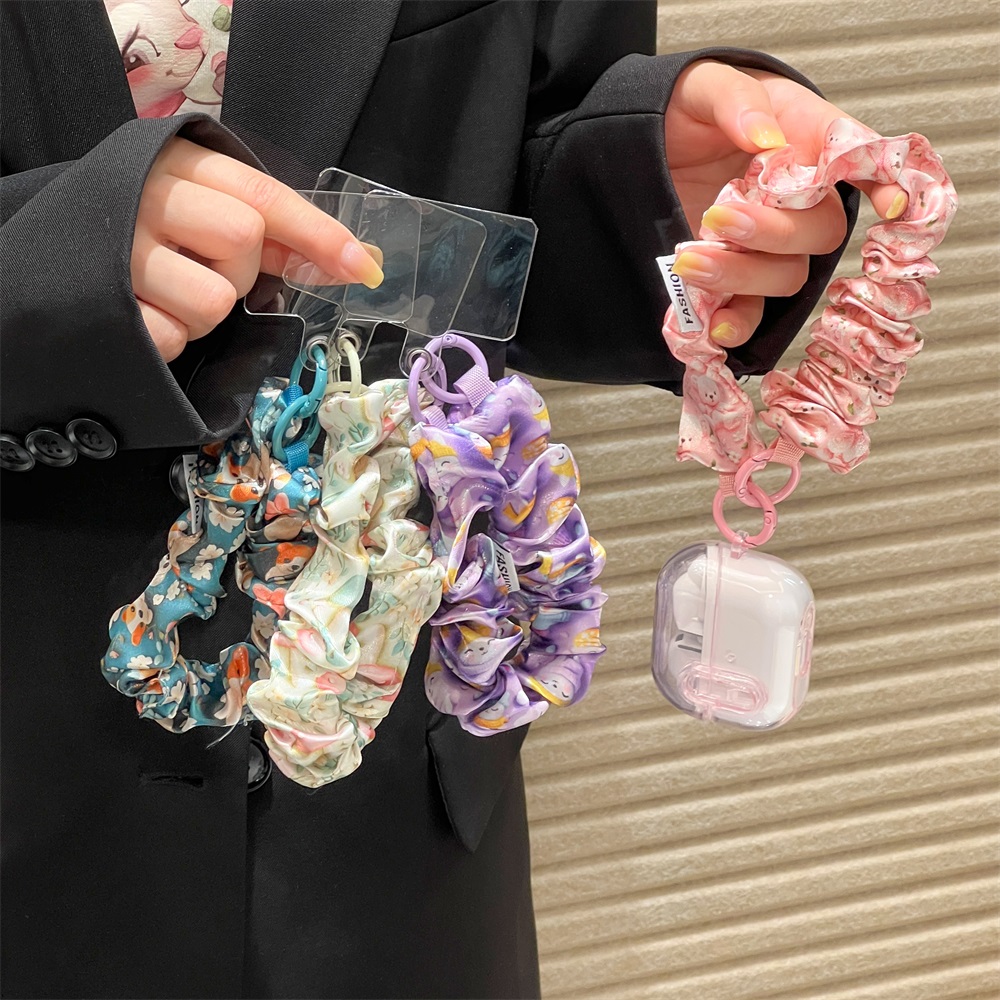 Phone Accessories Keychain - 女性用シルクサテンシュシュ、ユニバーサルフォンストラップ（クリップ付き）、リストストラップ、落下防止チェーン（キーホルダー、イヤホン用）