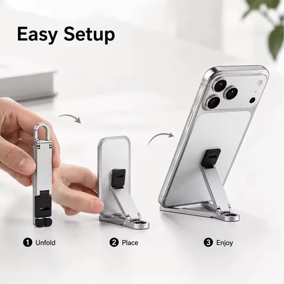 折りたたみ式キーチェーン型スマホスタンド 多角度調整可能 軽 - Phone Accessories Keychain のレビューと価格