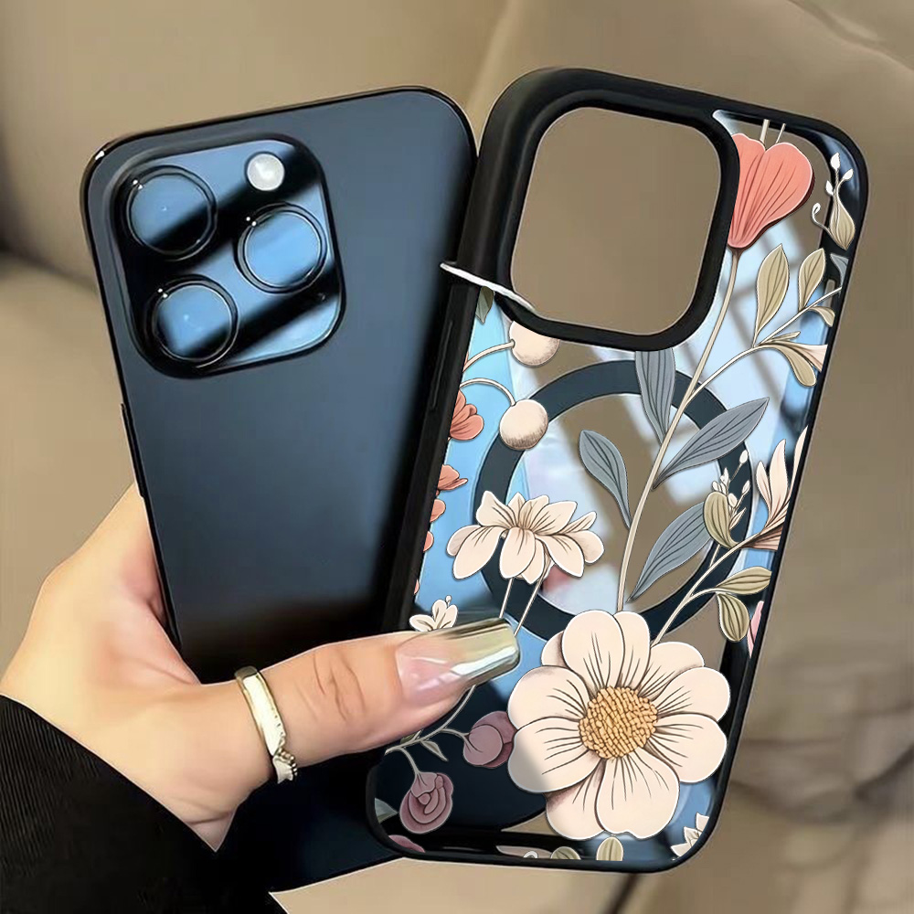 黒枠花柄耐衝撃スマホケース iPhone 17 14 15  - Magnetic Phone Case のレビューと価格