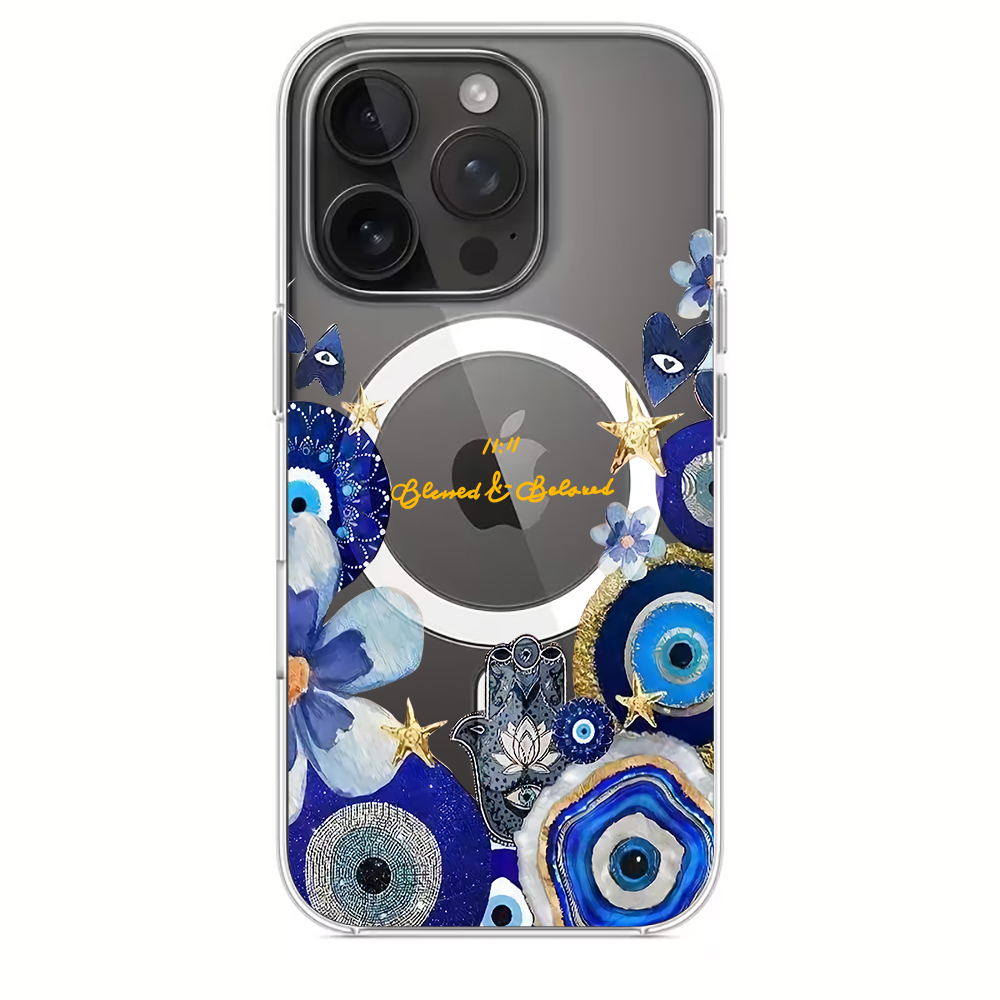 青い邪眼と花柄のiPhoneケース iPhone 17 14 - Magnetic Phone Case のレビューと価格