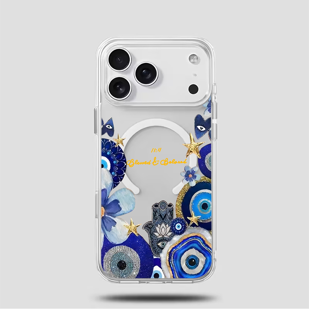 青い邪眼と花柄のiPhoneケース iPhone 17 14 - Magnetic Phone Case のレビューと価格