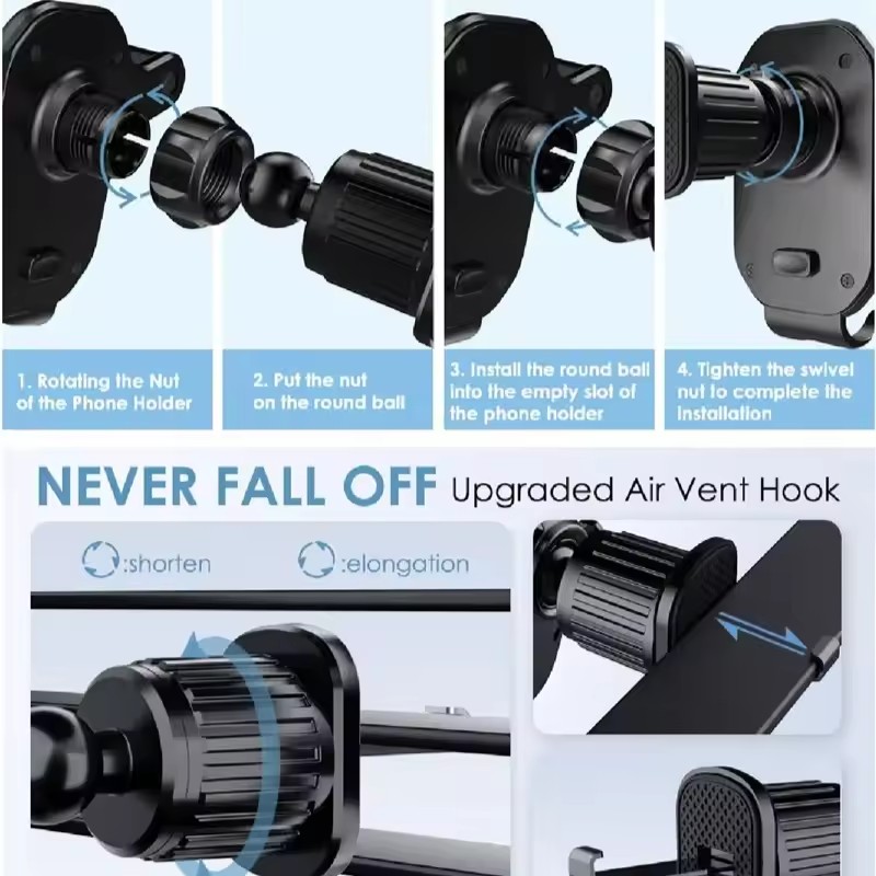 ユニバーサルカーフックベースフォンホルダー 重力式モバイルス - Car Mount Phone のレビューと価格