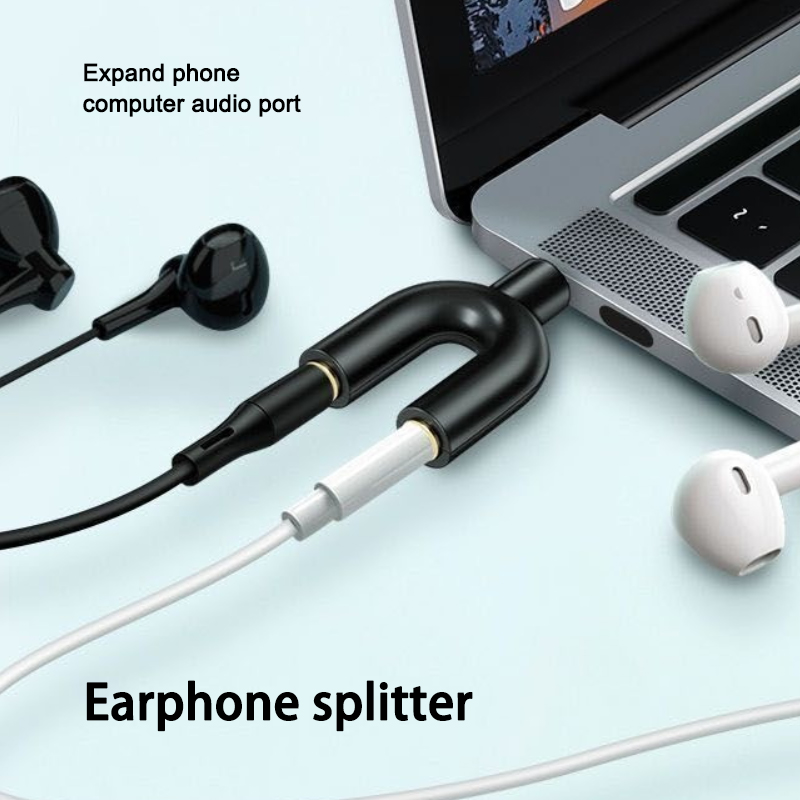 3.5mm ヘッドフォン スプリッター マイク アダプター  - Earphone Splitter Jack のレビューと価格