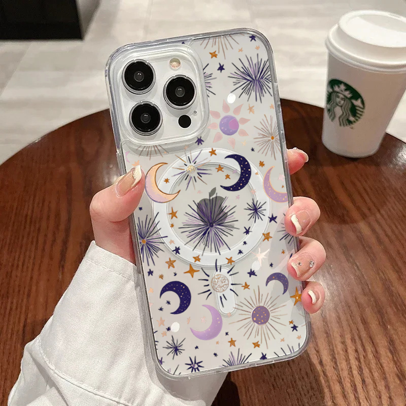 ロマンチックな太陽月星柄iPhoneケース iPhone 1 - Magnetic Phone Case のレビューと価格