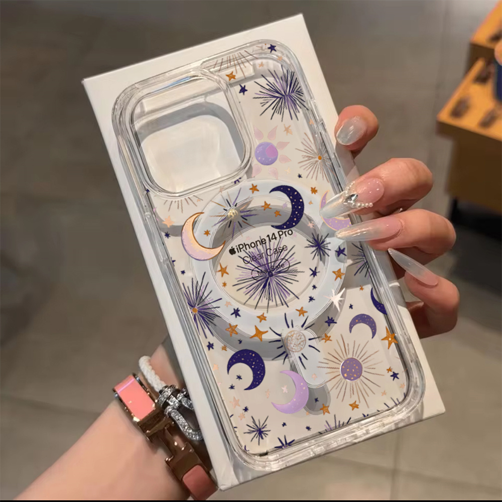ロマンチックな太陽月星柄iPhoneケース iPhone 1 - Magnetic Phone Case のレビューと価格