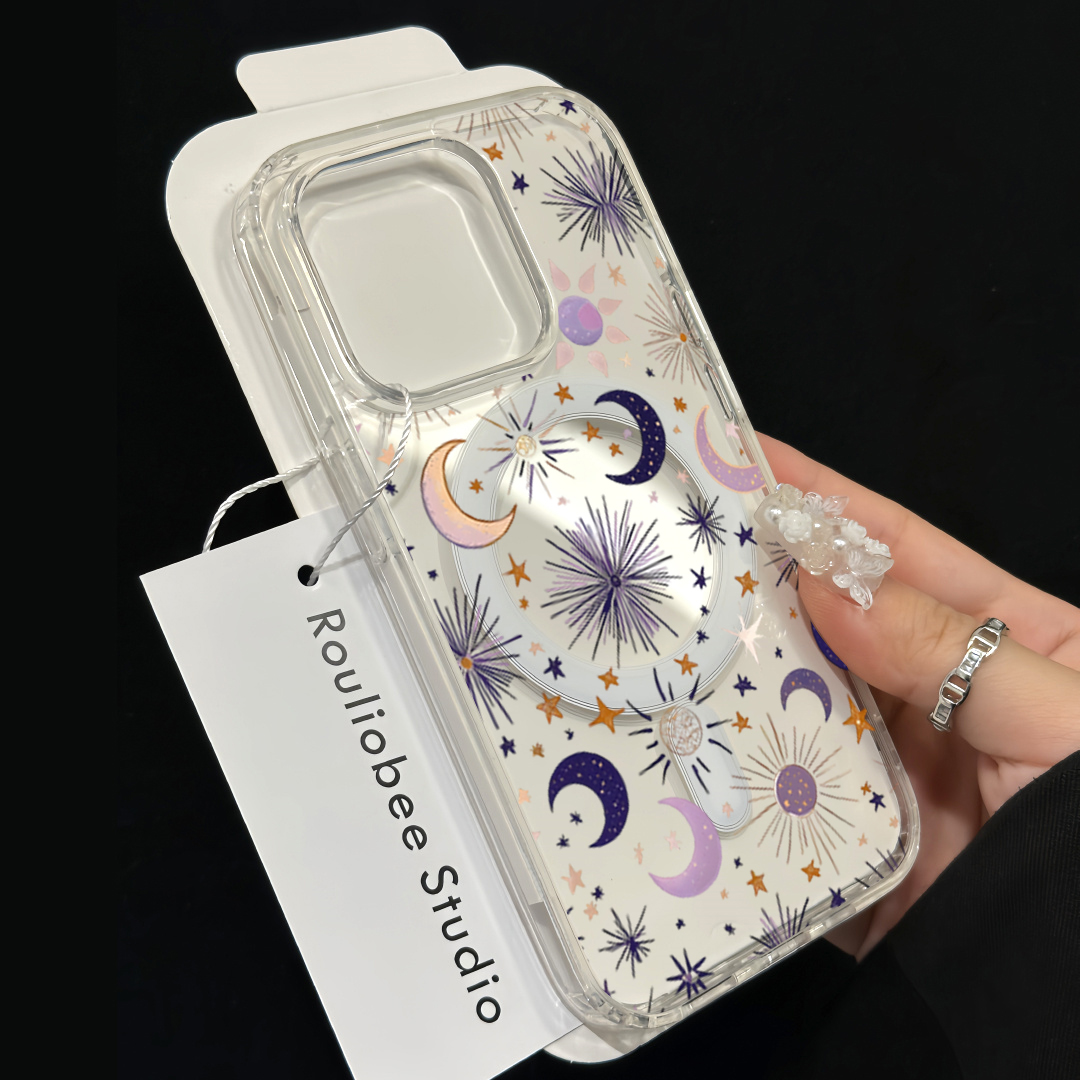 ロマンチックな太陽月星柄iPhoneケース iPhone 1 - Magnetic Phone Case のレビューと価格