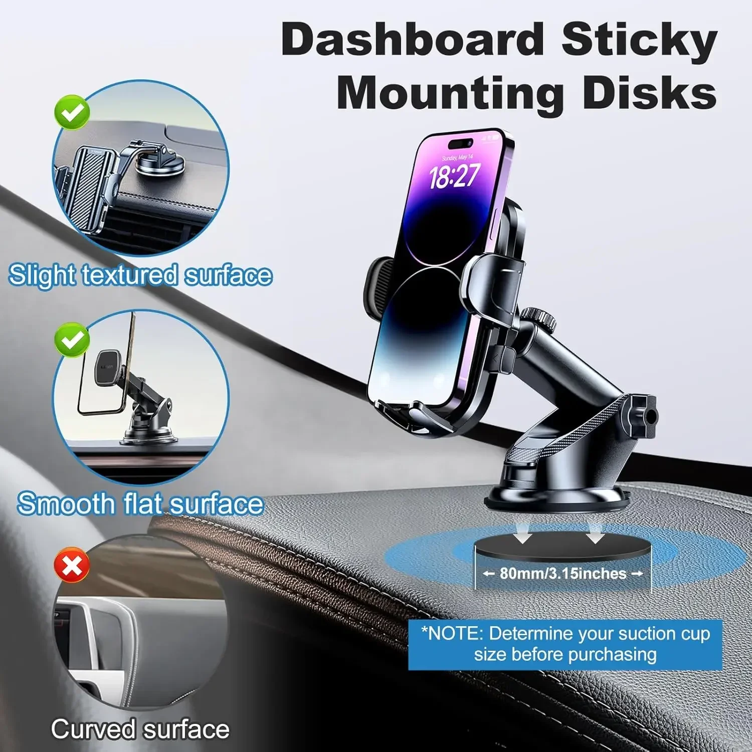 ユニバーサルダッシュボード粘着パッドセット、吸盤グリップカー - Car Mount Phone のレビューと価格